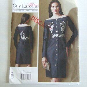 Vogue V1559 dress sewing pattern Guy Laroche plus size designer lined uncut